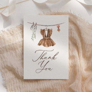 Tarjeta De Agradecimiento Boho Watercolor Baby Clothes Chica Baby Shower