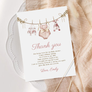 Tarjeta De Agradecimiento Boho Watercolor Baby Clothes Chica Baby Shower
