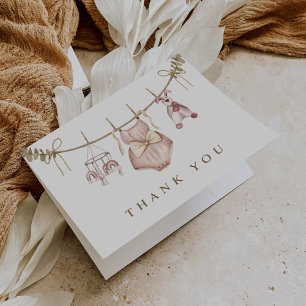 Tarjeta De Agradecimiento Boho Watercolor Baby Clothes Chica Baby Shower