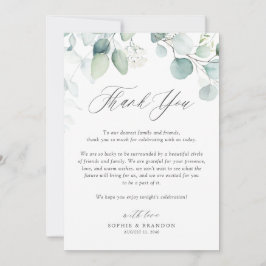 Tarjeta De Agradecimiento Boho Watercolor Eucalyptus deja Boda