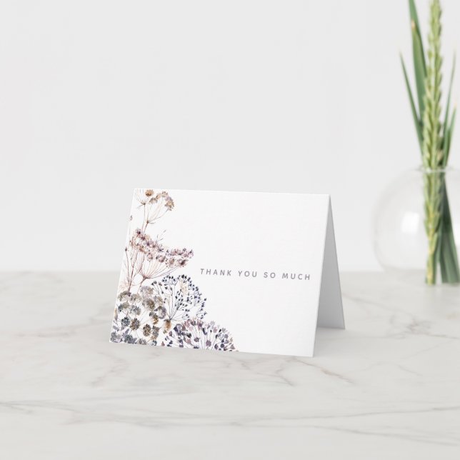 Tarjeta De Agradecimiento Boho Watercolor Floral Gracias Cartas (Anverso)