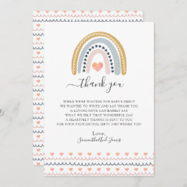 Tarjeta De Agradecimiento Boho Watercolor Rainbow Baby Shower