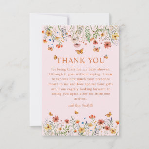 Tarjeta De Agradecimiento Boho Watercolor Wildflowers Baby Shower Gracias