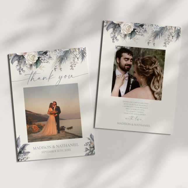 Tarjeta De Agradecimiento Boho White Rose Flor Floral Boda Jardín (Subido por el creador)