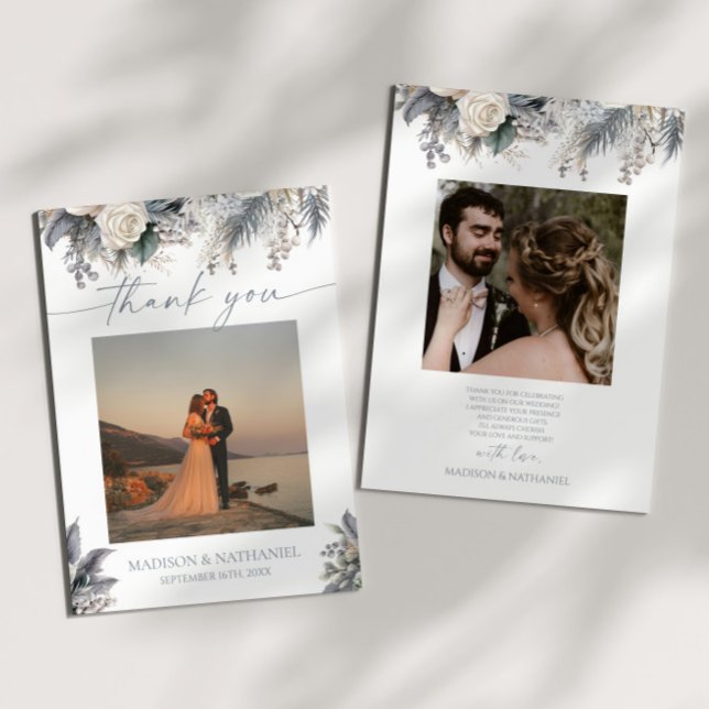 Tarjeta De Agradecimiento Boho White Rose Flor Floral Boda Jardín (Subido por el creador)