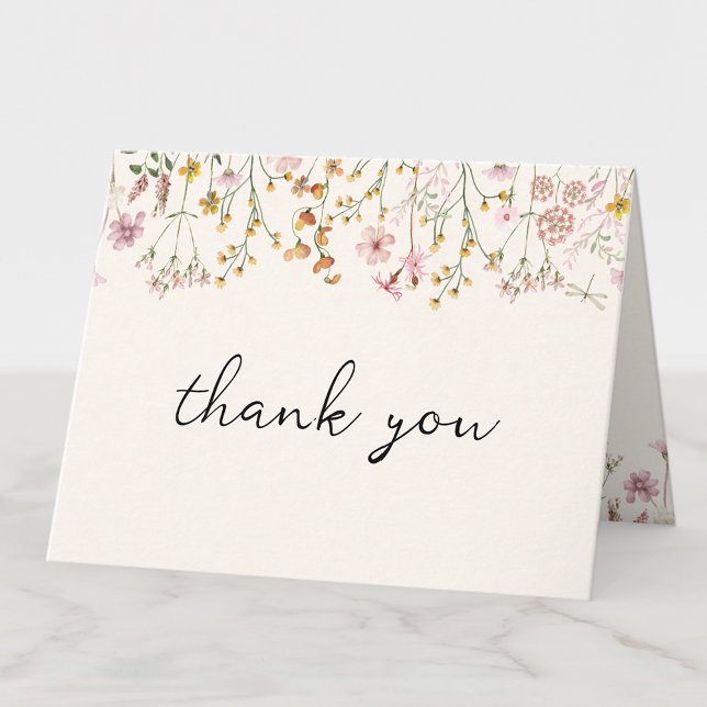 Tarjeta De Agradecimiento Boho Wildflower Baby Shower Folded Thank You Card (Subido por el creador)