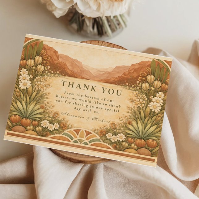 Tarjeta De Agradecimiento Boho Wildflower Desert Wedding (Subido por el creador)