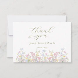 Tarjeta De Agradecimiento Boho Wildflower Elegant Bridal Shower