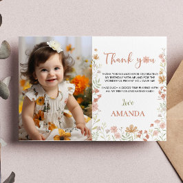 Tarjeta De Agradecimiento Boho Wildflower Fiesta de cumpleaños - Gracias tar