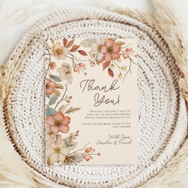 Tarjeta De Agradecimiento Boho Wildflower Floral Ivory Baby Shower