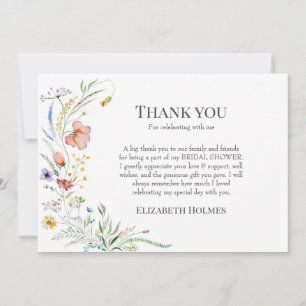 Tarjeta De Agradecimiento Boho Wildflower Meadow Brilla