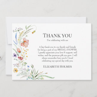 Tarjeta De Agradecimiento Boho Wildflower Meadow Brilla