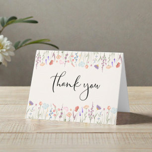 Tarjeta De Agradecimiento Boho Wildflower Watercolor Crema Baby Shower