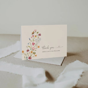 Tarjeta De Agradecimiento Boho Wildflowers Boda Flat Gracias Card