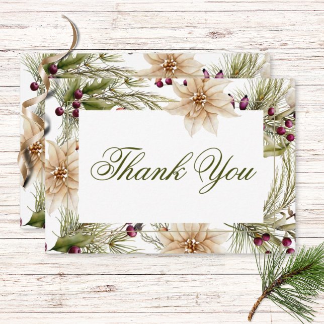Tarjeta De Agradecimiento Boho Winter Greenery Boughs Boda (Subido por el creador)