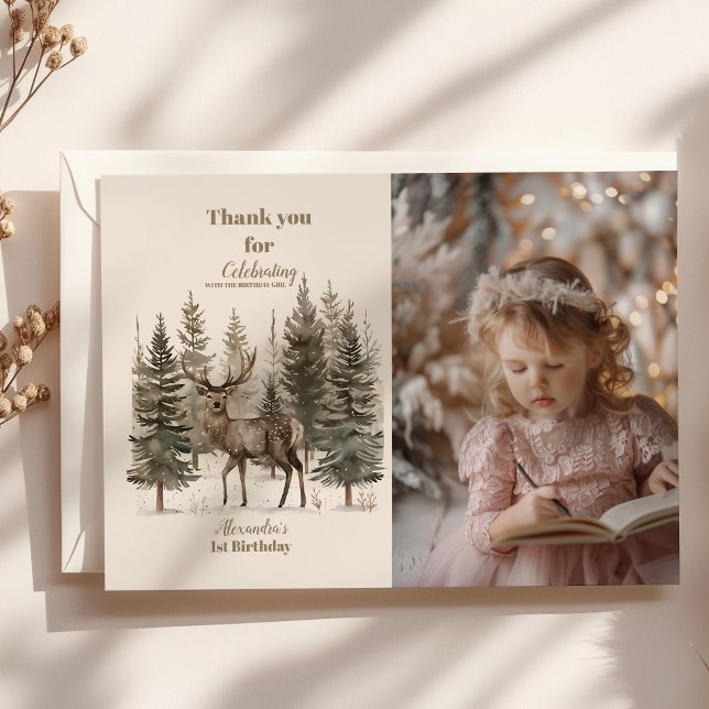 Tarjeta De Agradecimiento Boho Winter Onederland Cumpleaños (Subido por el creador)