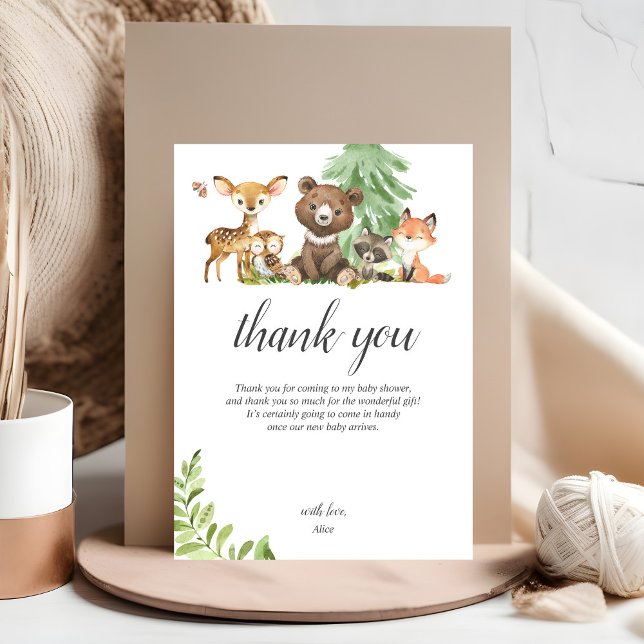 Tarjeta De Agradecimiento Boho Woodland Animals Rustic Baby Shower (Subido por el creador)