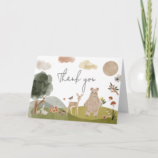 Tarjeta De Agradecimiento Boho Woodland Baby Shower (Anverso)