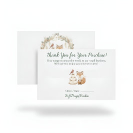 Tarjeta De Agradecimiento Boho Woodland Fox Small Business Thank You Card