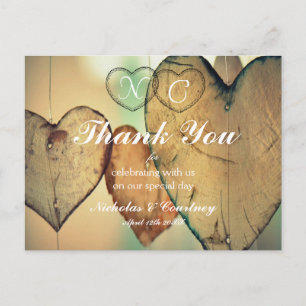 Tarjeta de agradecimiento Bokeh Hearts