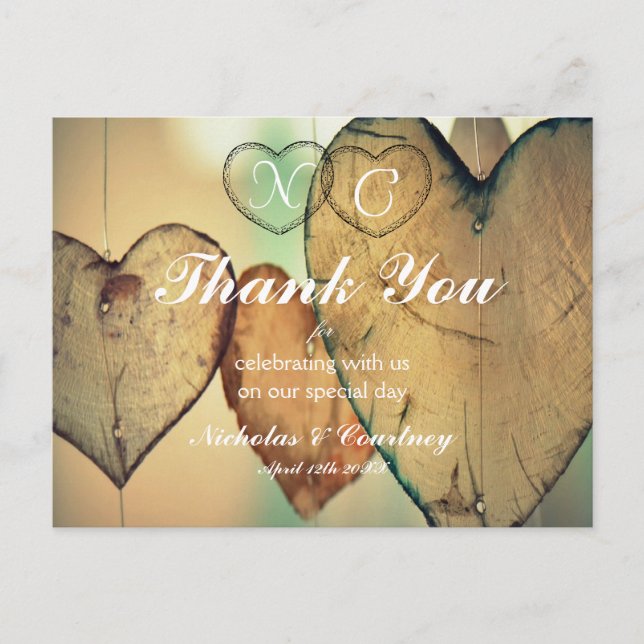 Tarjeta de agradecimiento Bokeh Hearts (Anverso)