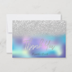 Tarjeta De Agradecimiento Bokeh holográfico elegante