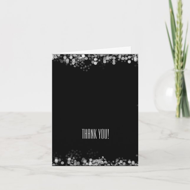 Tarjeta De Agradecimiento Bokeh negro y blanco gracias (Anverso)