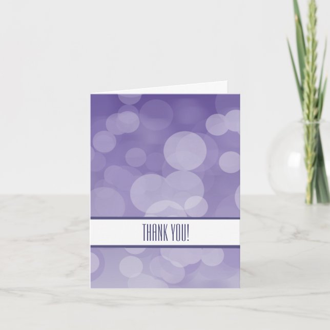 Tarjeta de agradecimiento Bokeh púrpura (Anverso)