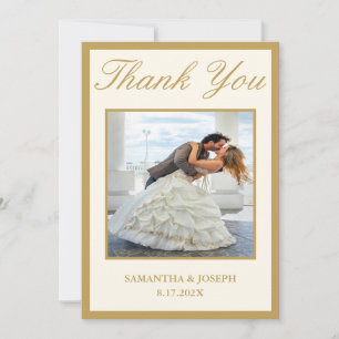 Tarjeta De Agradecimiento Bola de Baile Elegante Vintage Foto de Boda en Mar