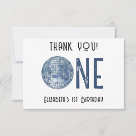 Tarjeta De Agradecimiento Bola de discoteca retro Cumpleaños número uno THAN