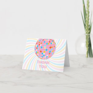 Tarjeta De Agradecimiento Bola de discoteca rosa retro genial ducha de novia
