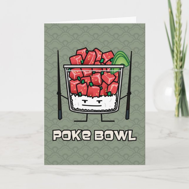 Tarjeta De Agradecimiento Bola de Poke Hawai ensalada de pescado crudo palil (Anverso)