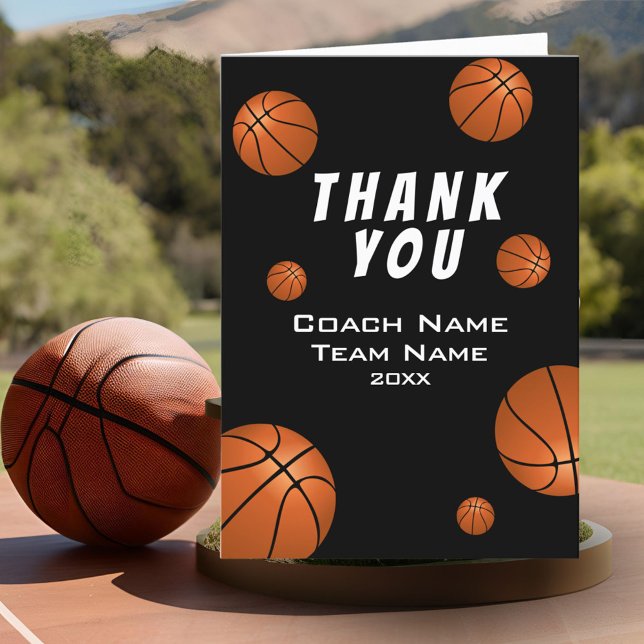 Tarjeta De Agradecimiento Bolas de baloncesto Gracias Coach Card (Subido por el creador)