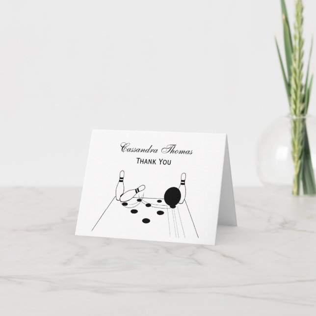 Tarjeta De Agradecimiento Bolas de boliche y pines deportivos (Anverso)