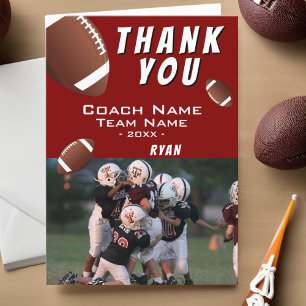 Tarjeta De Agradecimiento Bolas de fútbol americano rojas Gracias entrenador