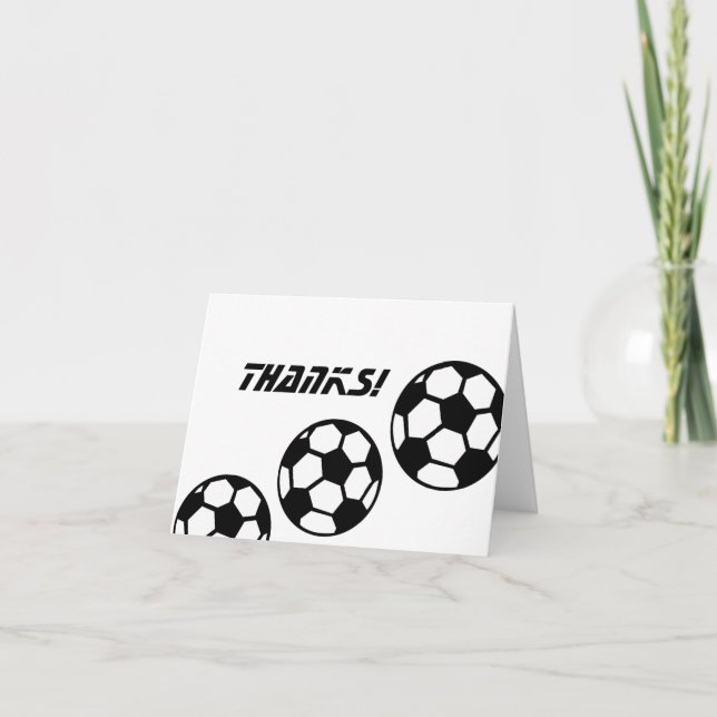 Tarjeta De Agradecimiento Bolas de fútbol blancas y negras gracias (Anverso)