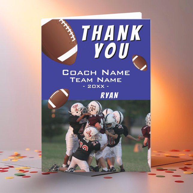 Tarjeta De Agradecimiento Bolas de fútbol norteamericanas gracias entrenador (Subido por el creador)