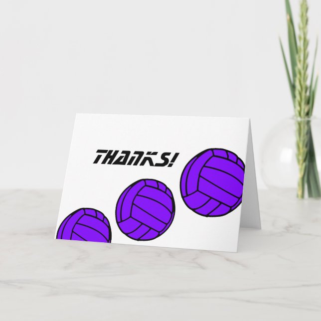 Tarjeta De Agradecimiento Bolas de voleibol púrpura- Gracias (Anverso)