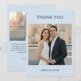 Tarjeta De Agradecimiento Bold Cool Blue Photo Modern Wedding Custom