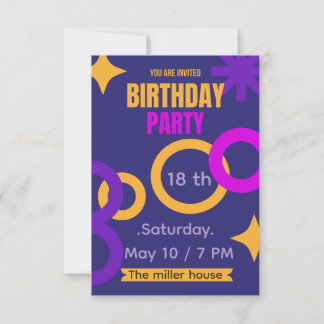 Tarjeta De Agradecimiento Bold Geometric Neon 18th Birthday Party Invitation