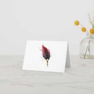 Tarjeta De Agradecimiento Bolígrafo pluma roja con plumilla dorada