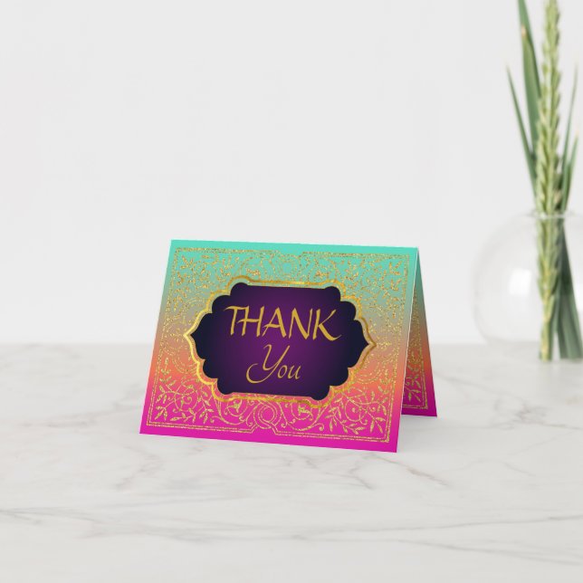 Tarjeta De Agradecimiento Bollywood Arabian Nights Thank You Note Card (Anverso)