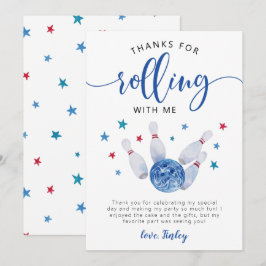 Tarjeta De Agradecimiento Bolos Azul cumpleaños gracias por rodar conmigo