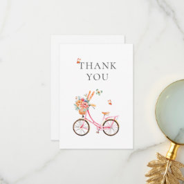 Tarjeta De Agradecimiento Bolsa de Favor de Acuarela de Bicicleta Rosa de Pa