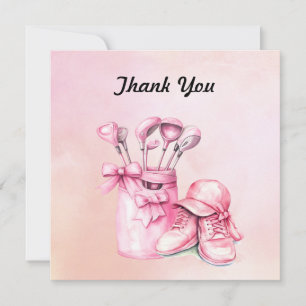 Tarjeta De Agradecimiento Bolsa de golf en rosa tema para Chica