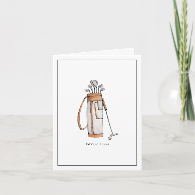 Tarjeta De Agradecimiento Bolsa de golf Watercolor Golfer plegado (Anverso)