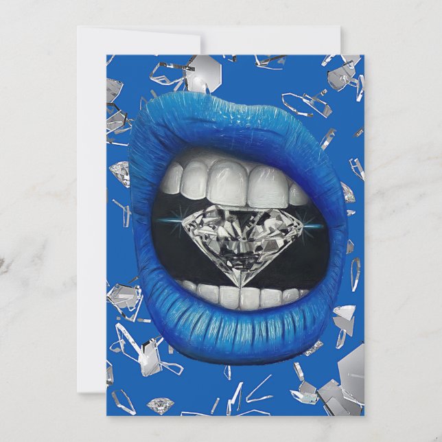 Tarjeta De Agradecimiento Bolsa de vidrio y diamantes azul destrozados (Anverso)