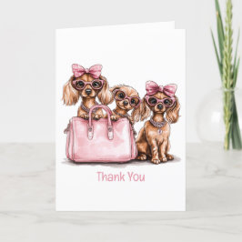 Tarjeta De Agradecimiento Bolsa rosa de los perros Dachshund