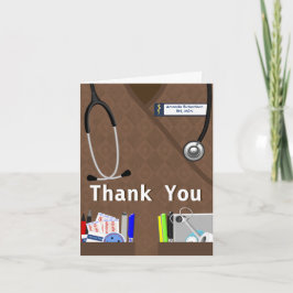 Tarjeta De Agradecimiento Bolsillos de enfermeras Gracias A Brown Scrubs