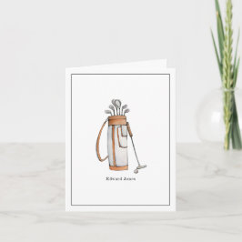 Tarjeta De Agradecimiento Bolso de golf acuarela Golfista Doble 